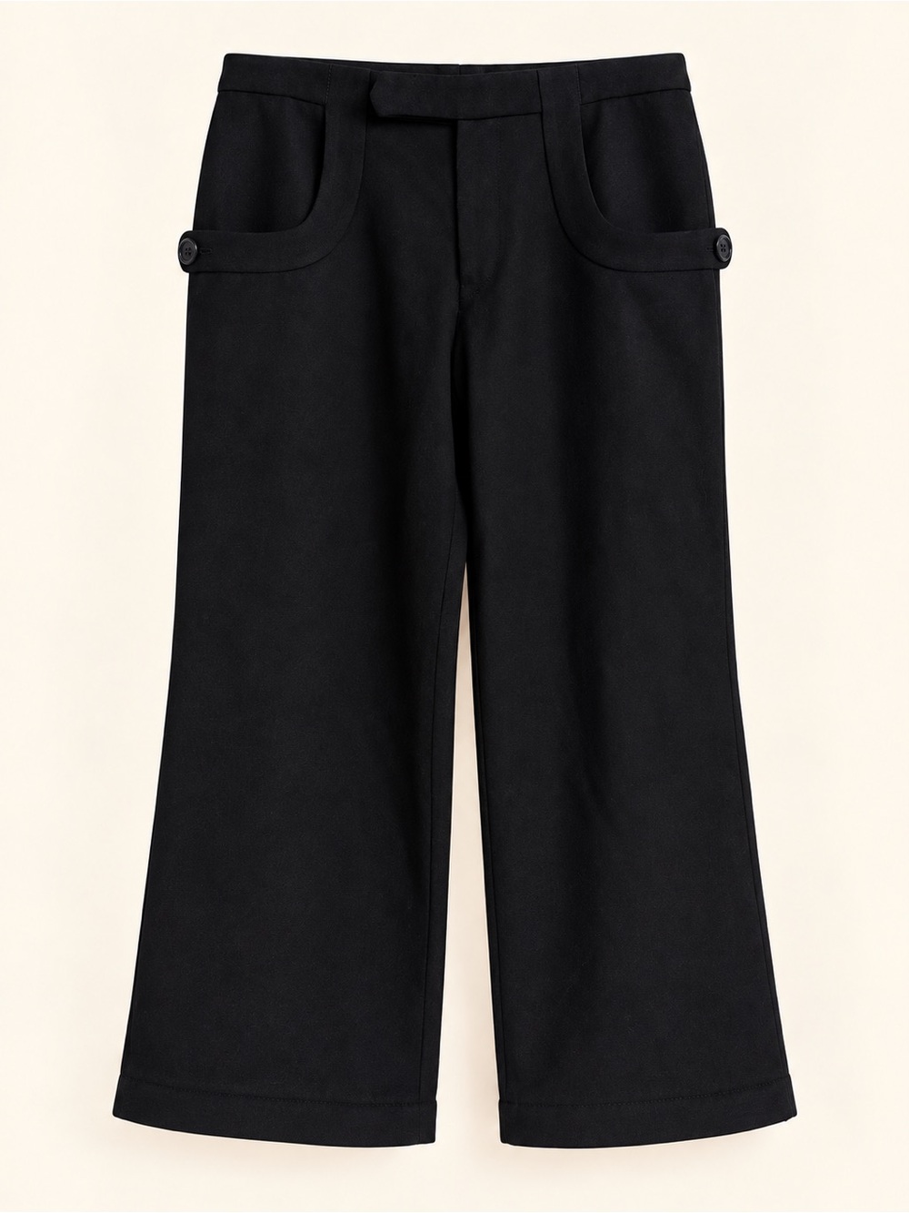 Marni 100% Wool Cropped Wide Leg Pants Button Tabs IT 42